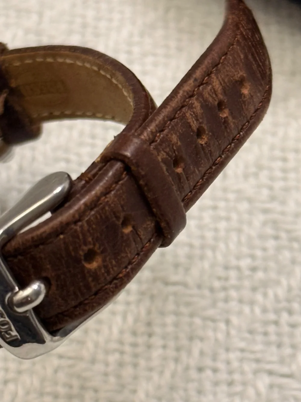 Fossil Brown Leather And Stainless Steel Wrist Watch #13